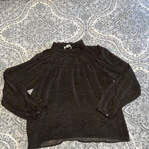 LOFT Black and Gold Patterned Blouse